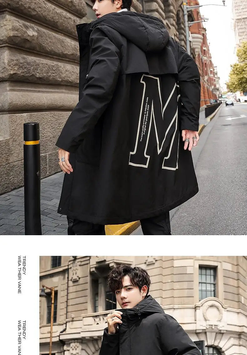 Abrigo de invierno para hombre nuevo estilo coreano tendencia de longitud Medium chaqueta acolchada de algodn plumn