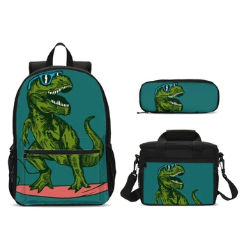 

Teenager Backpacks Set With Lunc bags Boys 3D Dinosaur School Bag Kid Backpack Laptop School Bag Teenager Girls Book Pencil Bags