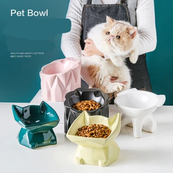 

Cute Creative Colorful Cat Bowl Single Bowl Eco Friendly Raised Feeders Cat Bowl Ceramic Elevated Pet Food Bowl Home Decorations
