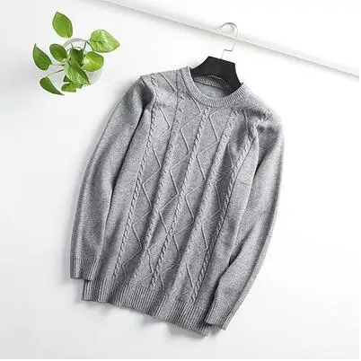 light gray Хорошее качество! Осень и зима мужской сплошной цвет толстый вязаный свитер с круглым вырезом пуловеры свитер корейский молодежный Мужской свитер tb3841 - Цвет: light gray