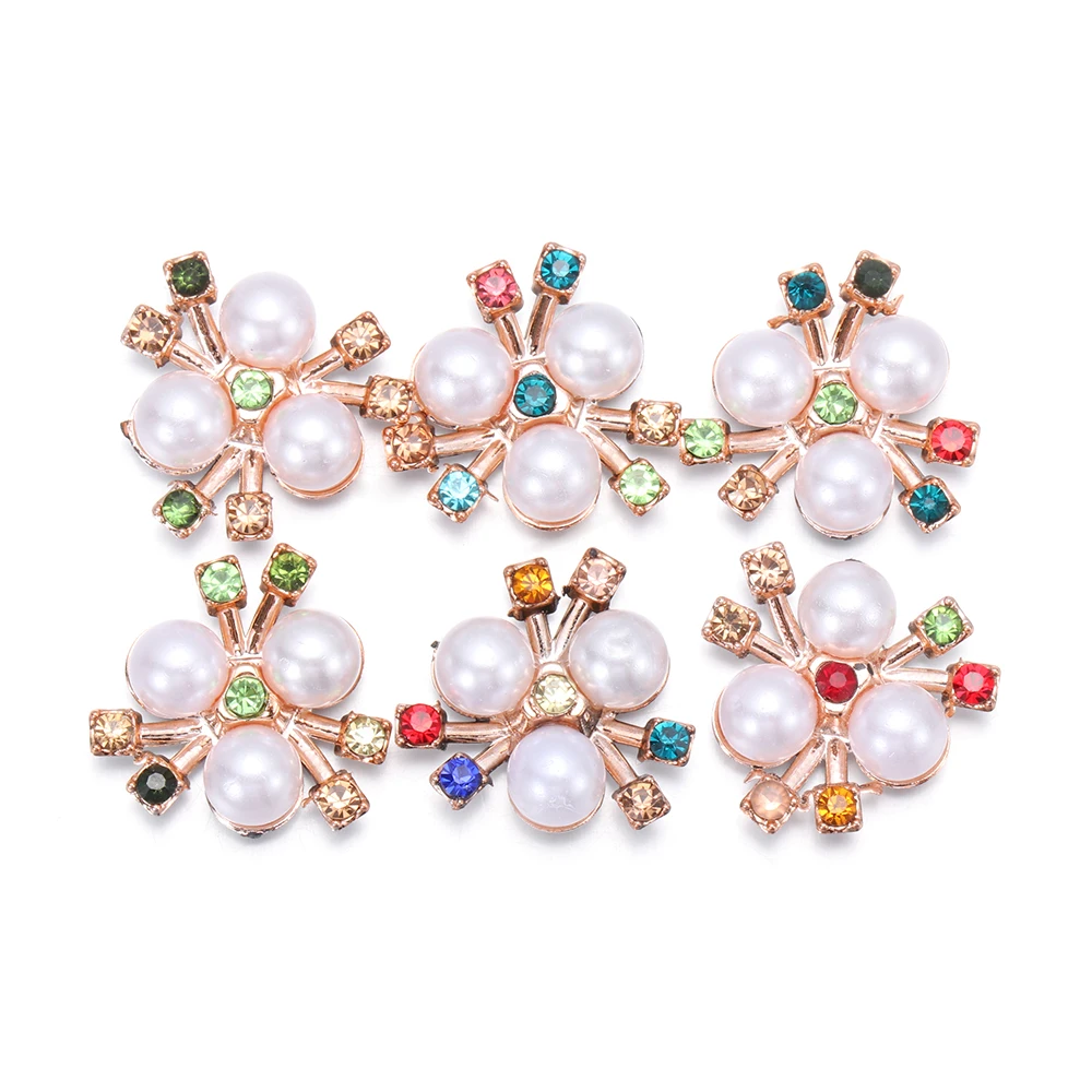 10PCS Handgemachte Perle Blume Strass Buttons Funkelnde Kristall Haarnadeln Dekoration Kleidung Nähen Zubehör – Detail 8