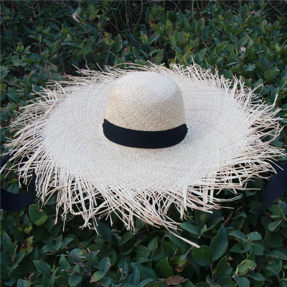 Модные женские пляжные шляпы из флоппи-рафии с шейным козырьком, летняя шляпа с большими полями, Панама, подарок на отдых - Цвет: blue