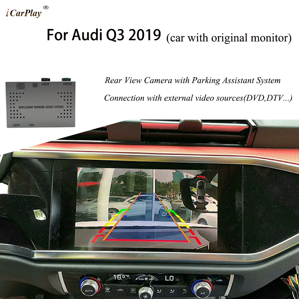 

Reverse Parking Assistant Guidelines VGA Bird View Front Camera Retrofit for AUDI 8.8" 2019 Q3