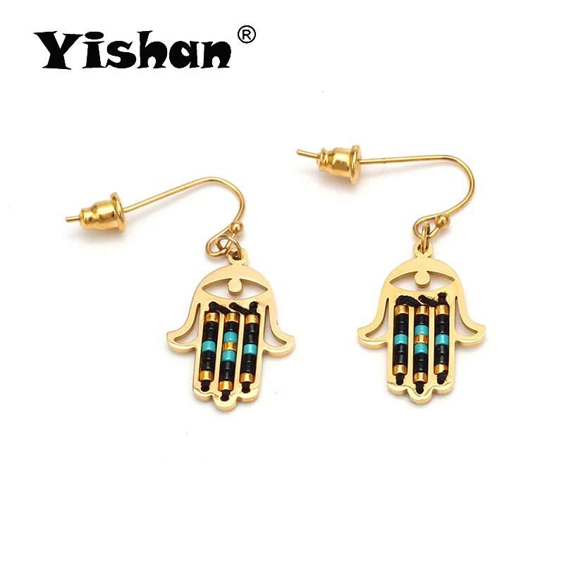 Yishan 2 шт красочные рисовый бисер модные серьги для женщин девочек маленькая рука