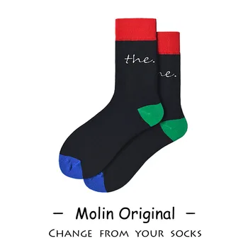 

Long Socks Women Patchwork Cotton Letter The Woman Sock Happy Black Standard Sox High Quality Ladies Spring Trendy Lady Sokken