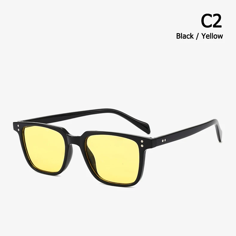 JackJad, модные крутые солнцезащитные очки NDG, квадратные, винтажные, с заклепками, в два точки, фирменный дизайн, солнцезащитные очки Oculos De Sol 3246 - Цвет линз: C2 Black Yellow