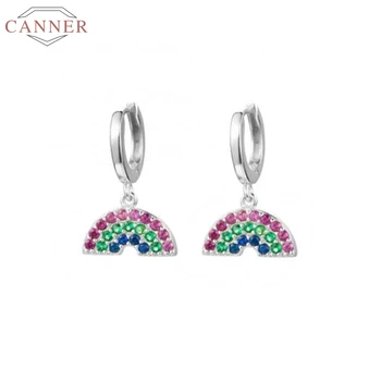 

925 Sterling Silver Drop Earrings For Women Ins Rainbow Zircon Earring Hoops Luxury Earings S925 Jewelry Piercing Piercing