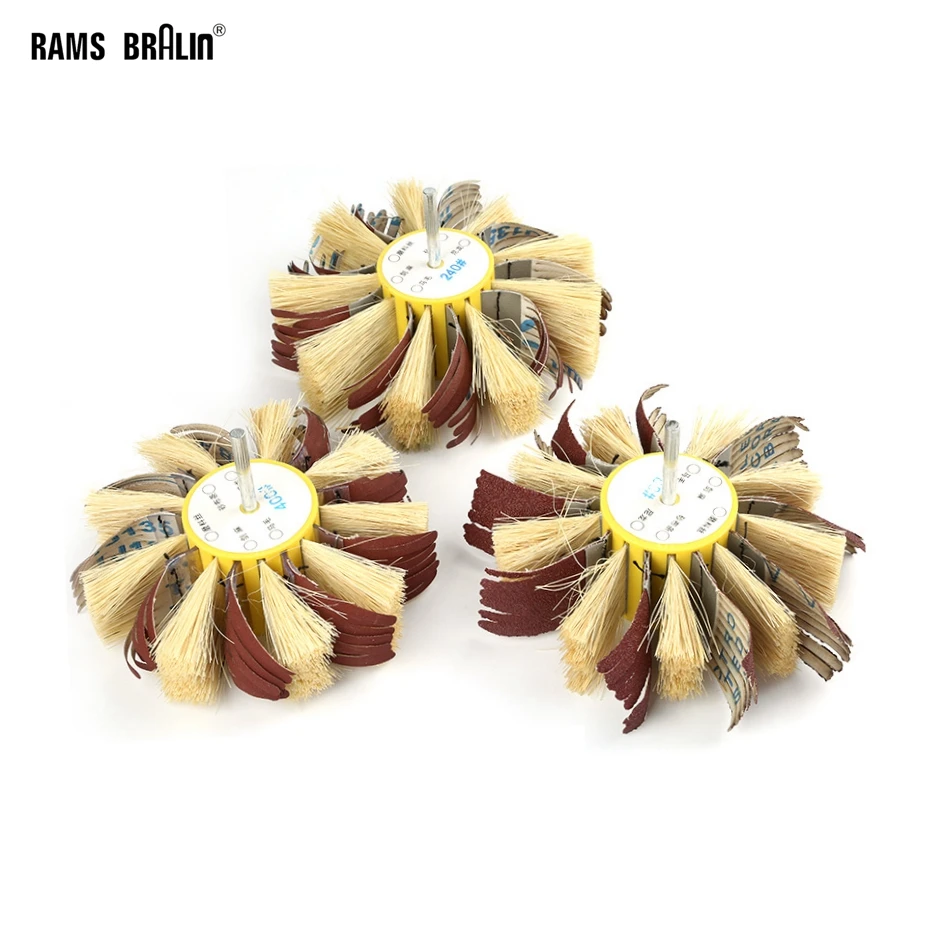 1 Piece 6"/150mm*6mm Shaft Mounted Sisal & Emery Cloth Bristle Polishing Brush Wheel For Wood