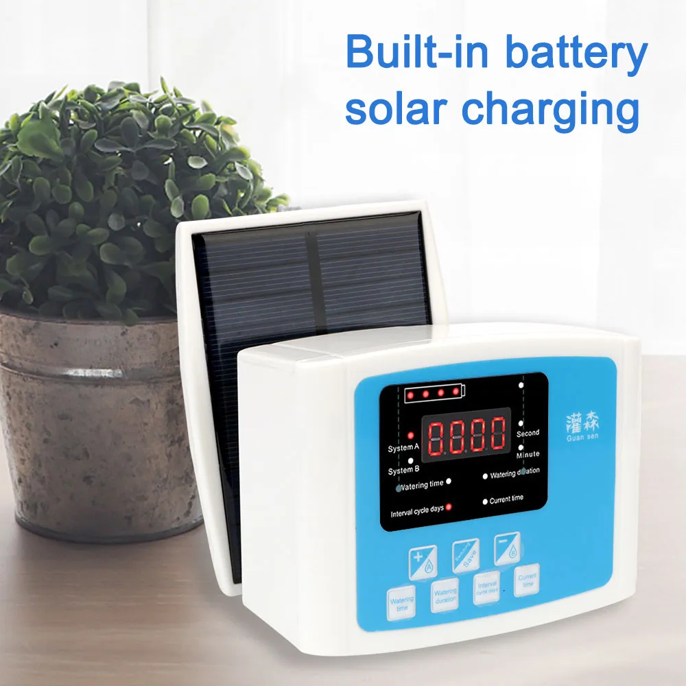 1/2 Pump Intelligent Drip Irrigation Water Timer System Garden Automatic Watering Device Solar Energy ChargingPotted Plant | Дом и сад
