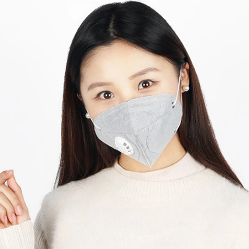3 шт./партия, Пылезащитная маска PM 2,5, противопротивотуманные маски, дыхательный клапан против гриппа, безопасный респиратор для взрослых - Цвет: GY
