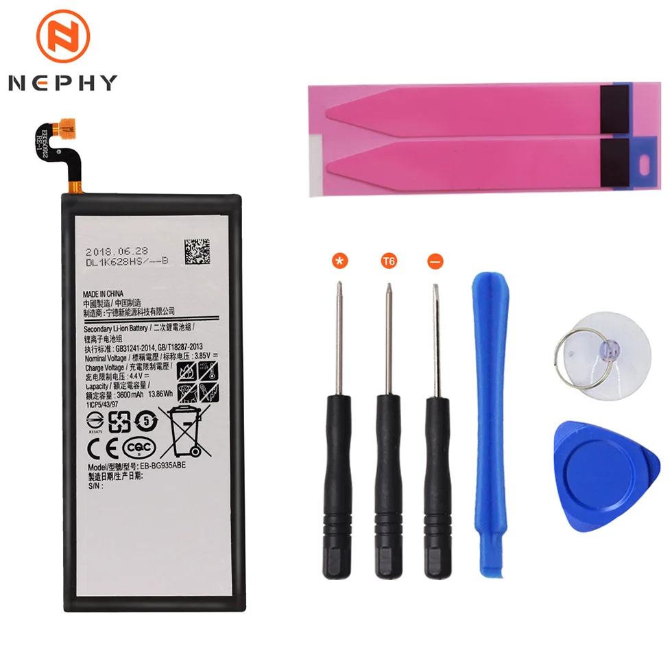 Nephy происхождения Батарея для Samsung Galaxy E5 E7 C7 S7 край SM-E500F E500H E700F E700H G930F G930FD G935F G935FD Duos телефон заменить - Цвет: S7 Edge 3600mAh