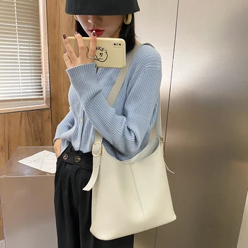 

2pcs/set Fashion Exquisite Shopping Bag Solid Color Casual Shoulder Handbag Women PU Daily Messenger Bags Totes