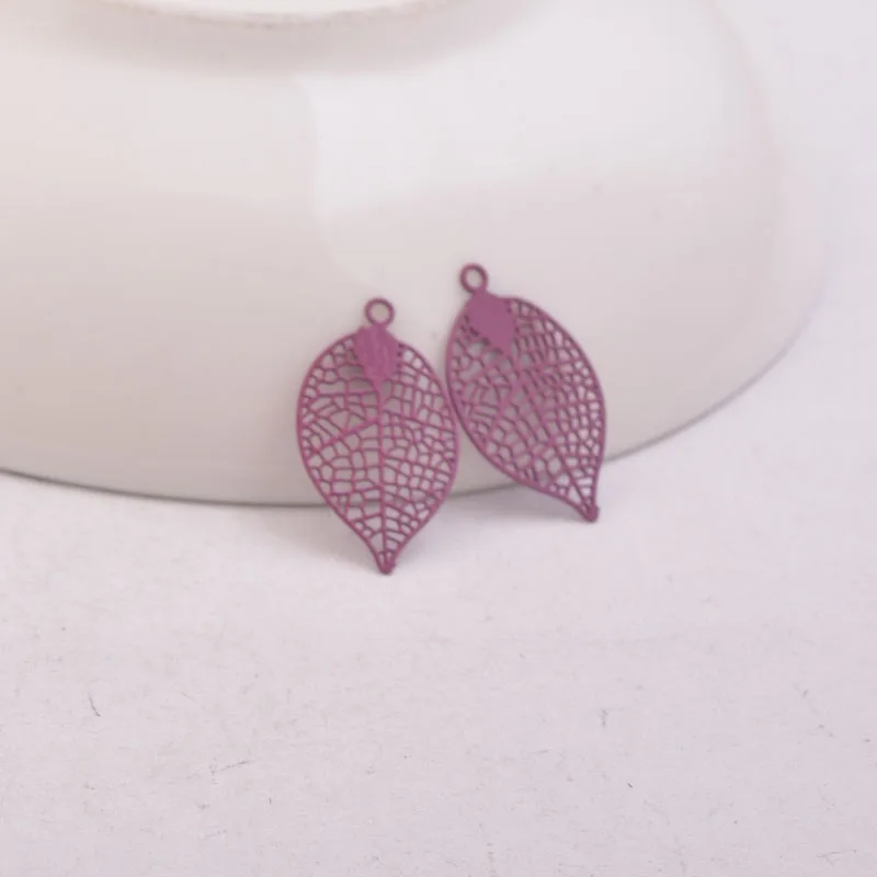 100pcs AC10464 11*19mm Small Print Leaf Charm Brass Leaves Jewelry accessories