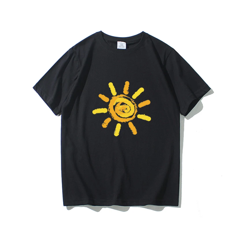 

sun print funny t shirt cotton black custom tshirt cartoon t-shirt men tee shirt homme grahpic printed man tops boyfriend gifts