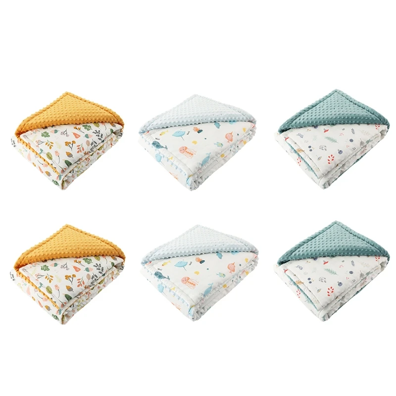 

110x75cm Baby Blanket Warm Swaddling Wrap Winter Autumn Newborn Quilt Toddler with Dotted Backing Nap Blanket