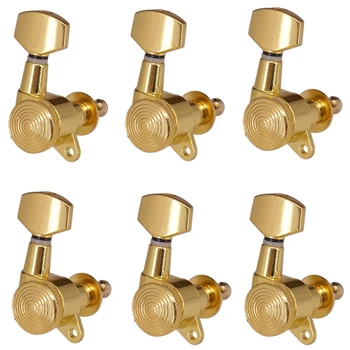 

6R Gold Locked String Tuning Pegs Key Tuners Machine Heads for Acoustic Electric Guitar Lock Schaller Style