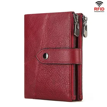

Hot Genuine Leather Women Wallet Female Multi-functional Zipper Buckle Coin Purse Money Bag Small Card Holder