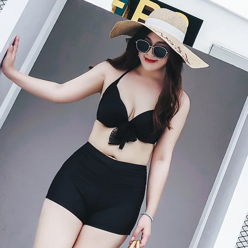 

New Style Women's Large Size Bathing Suit Sexy Two-piece Swimsuits Three-piece Set Fashion Lace Korean-style Women's Hot Springs