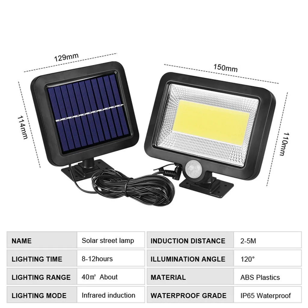COB 100 LED Solar Light Outdoor Solar Lamp Powered Sunlight Waterproof PIR Motion Sensor Street Light for Garden Decoration