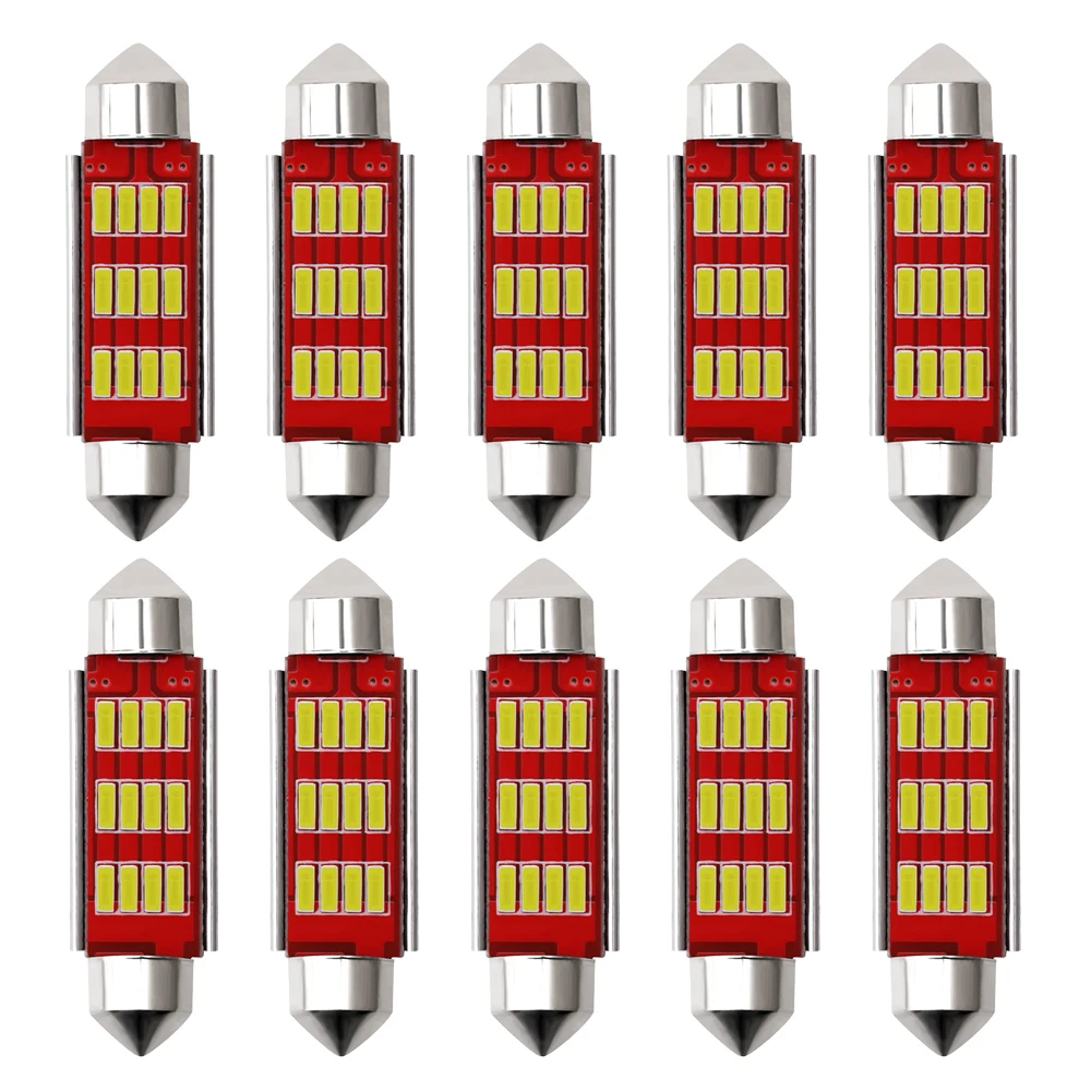 

10pcs 4014 Chips Canbus C5W C10W Led Bulb 31mm 36mm 39mm 41mm Car Festoon Light Interior Dome Reading Lights 6000K Pure White