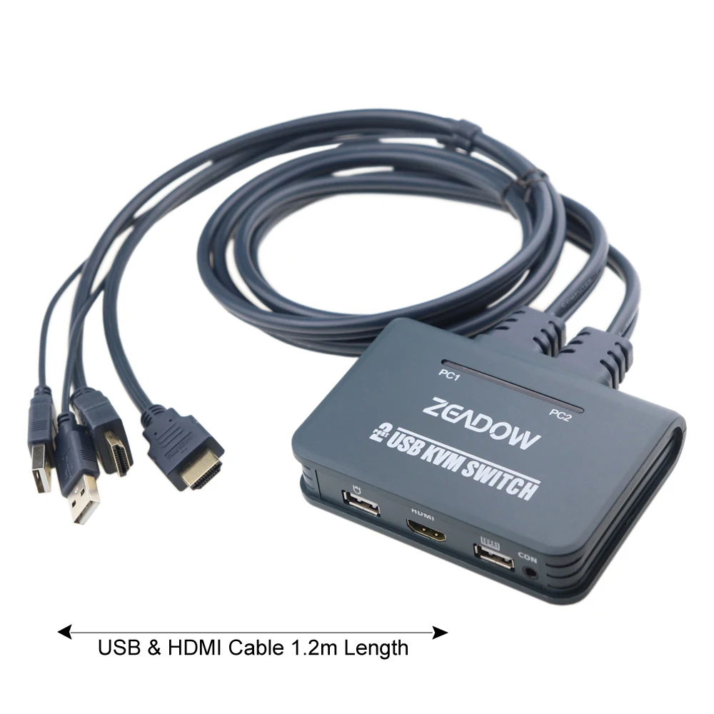 2 порта HDMI KVM переключатель клавиатуры мышь сплиттер коробка с HDMI и USB поддержка кабелей 4k× 2k @ 30 Гц для Linux, Windows, Mac