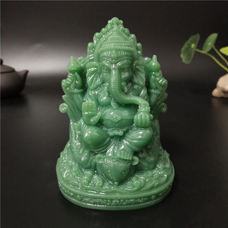 PROD 1005001771825580 Ganesha Buddha Statue Elephant Hindu God
Sculptures Figurines Resin Craft Man-made Jade Stone Ornaments Home
Garden Decoration