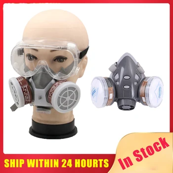 

Gas Mask Chemical Gas Anti Dust Paint Industrial Respirator Dual Filter Face Safety Protection Mask With Glasses Wholesale