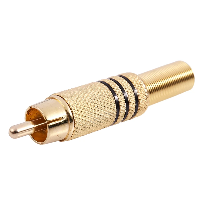 AAAE Top-10pcs позолоченный штекер RCA аудио разъем металлический пружинный адаптер