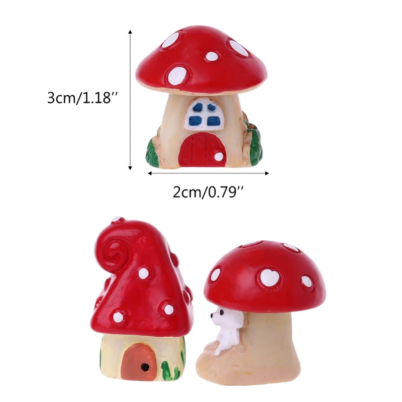 3 шт./компл. милые загородный грибной домик поделки смоляные сад ремесло украшения миниатюрный микро-72XF