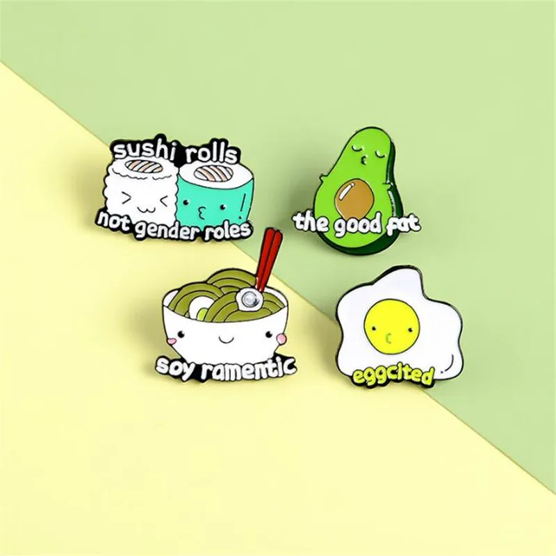 4PCS Cartoon cute egg metal badge brooch pin button jeans jacket decorative brooch accessories handmade DIY decorations