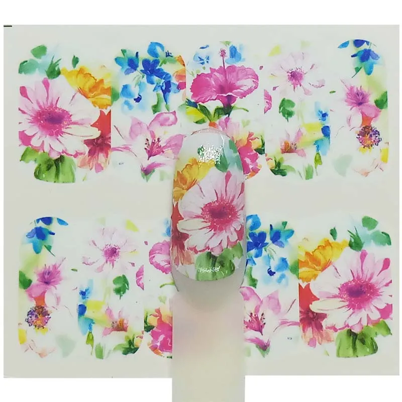 

Style Green Nail Sticker Flower Decal Sliders for Nail Art Decoration Tattoo Manicure Wraps Tool A13