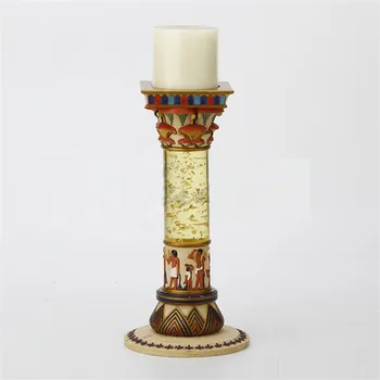 

Egypt Transparent Column Art Sculpture Creative Candleholder Holder Figurine Resin Art&Craft Home Decoration Birthday Gift R5236