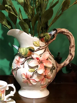 

WSHYUFEI European ceramic vase Ornaments Flower and bird pattern vases Home Crafts flower arrangement Flower Pot Wedding gifts