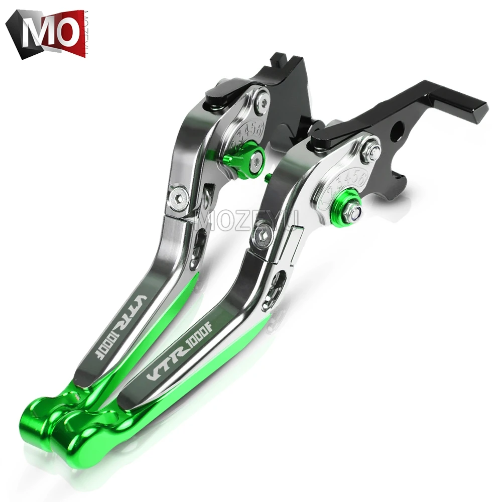 Мотоцикл VTR1000F Рычаги Тормозная система сцепления для Honda VTR1000F/FIRESTORM VTR 1000F 1000 F ЧПУ Складные Выдвижные Рычаги Тормозная система сцепления - Цвет: Titanium Green