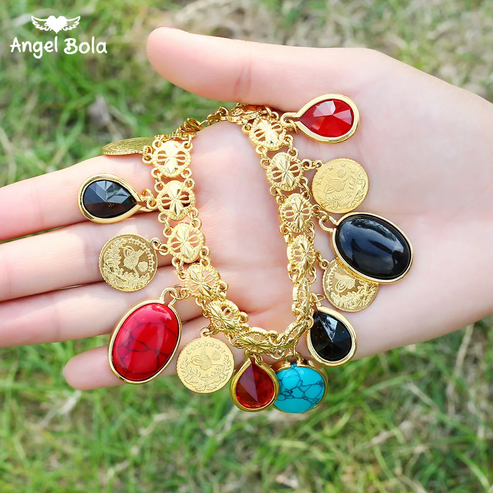 Оман монета Турция Монета браслет для женщин Золотой Цвет островов Теркс Simgesi