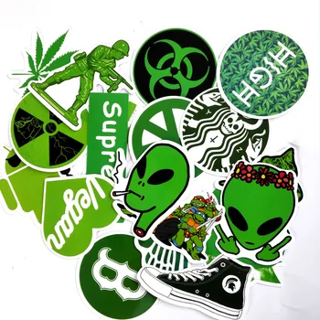 

20pcs Waterproof Cartoon Green hemp leaf ninja Tide brand Stickers Skateboard Suitcase Guitar Luggage Laptop phone Stickers