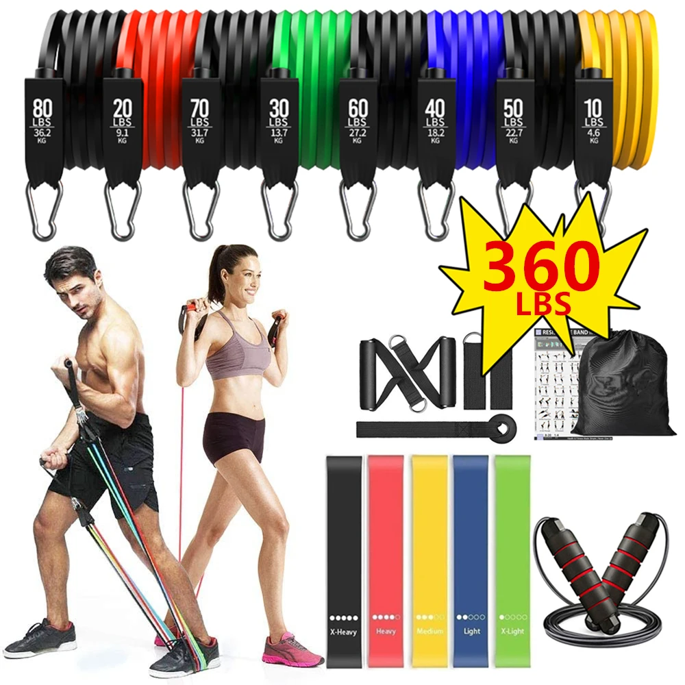 360lb Resistance Bands Pull Rope Set Expander Yoga Exercise Fitness Rubber Tubes Band Stretch Training Home Gyms Workout Elastic | Спорт и