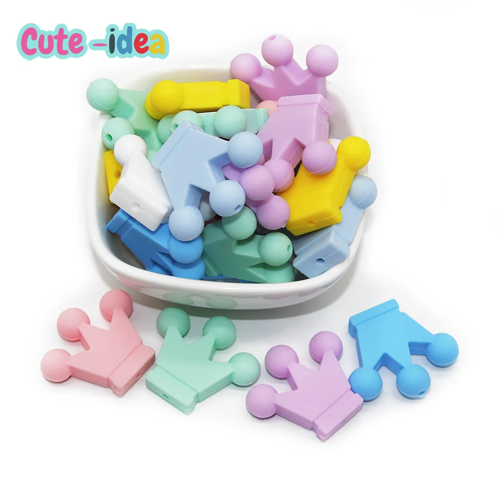 Cute-Idea Silicone Beads 10pcs Crown Baby Teething beads DIY baby Pacifier Chain Toys Accessories Baby goods Nuring gifts