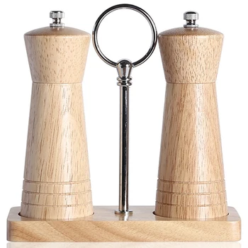 

Wood Salt and Pepper Mill Set, Pepper Grinders, Salt Shakers with Adjustable Ceramic Rotor -Pack of 2