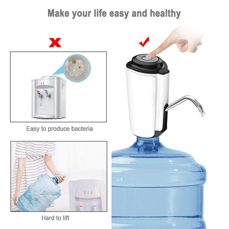 Насос для бутылки воды портативный диспенсер для воды электрический кувшин для воды с usb зарядкой для 2-5 галлонов бутылки на кухне/дома/Offic
