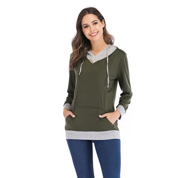 

2020 New Style European American-Style Hooded Contrasting Color Stitching Pocket Zip-Nursing Pregnant WOMEN'S Hoodie