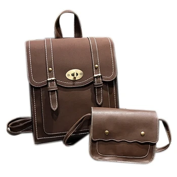 

New Fashion Backpack 2 Piece Set Ladies Backpack Pu Leather Bag Ladies Casual Style Ladies Backpack Shoulder Bag