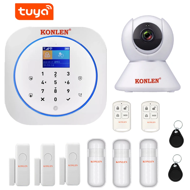 

Tuya Smart WIFI GSM Alarm System Security Home Kit Wireless with Camera Google Home Assistant Alexa House Burglar Anti Theft App