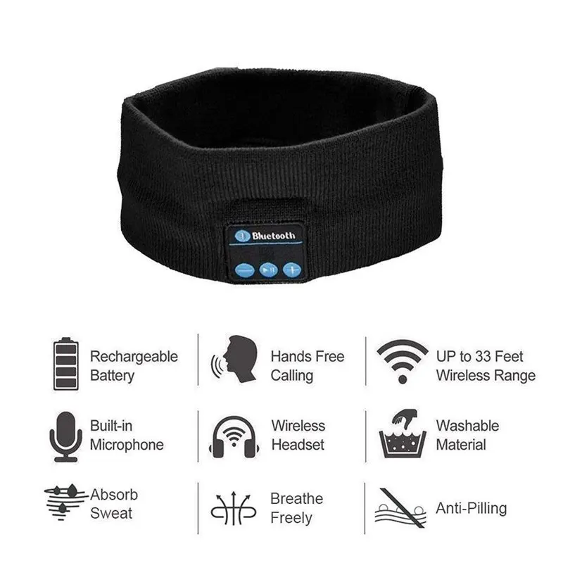 Wireless Bluetooth Stereo Headphone Headset Sports Sleep Headband Mic Big Power