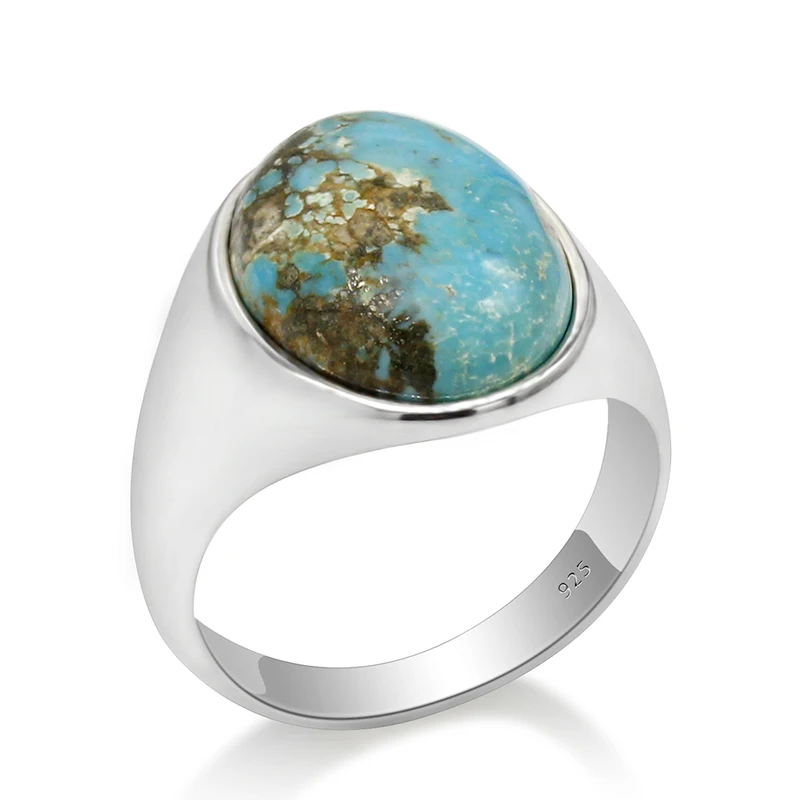 

925 Sterling Silver Ring for Man With Blue Natural Stone Vintage Thai Silver Ring for Men Women Unisex Turkish Handmade Jewelry