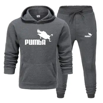 

New Pumba Brand Tracksuit Men Thermal Men Sportswear Sets Fleece Thick Hoodie+Pants Sporting Suit Casual Sweatshirts Sport Suit