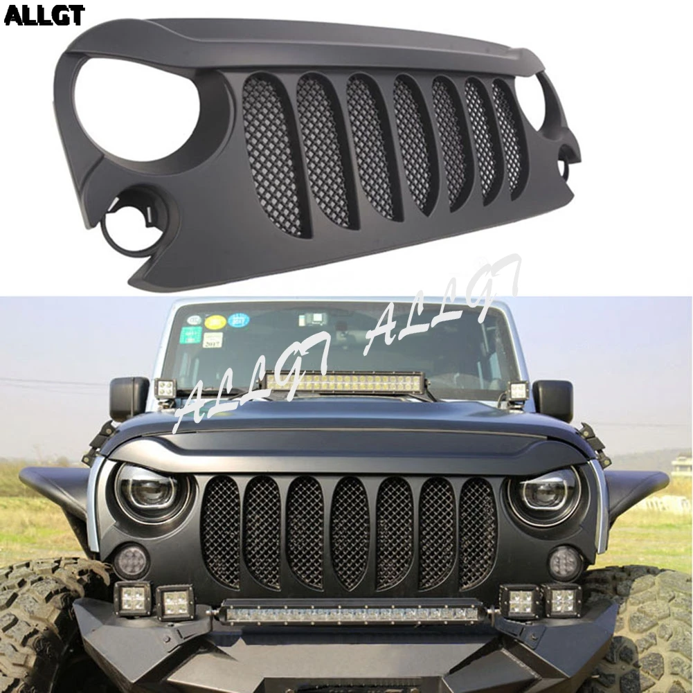 Передняя решетка бампер верхняя сетка вставка для Jeep Wrangler JK черный 2007 2008 2009 2010 2011 2012 2013 2014 2015 2016 2017|Гоночные