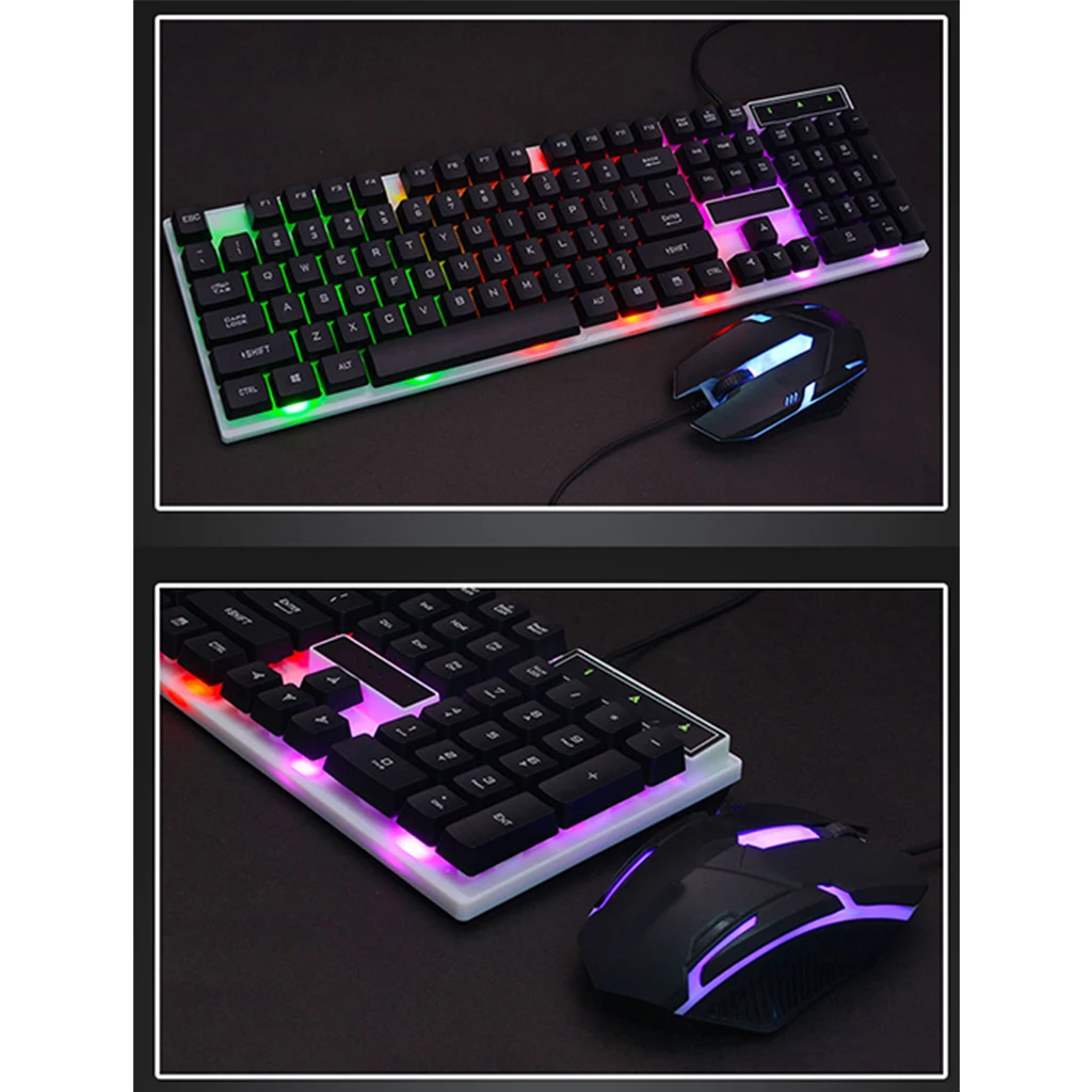 Premium Wired 104 Keys  Keyboard Mouse Combo Backlights USB Connection For PC Laptop Notebook