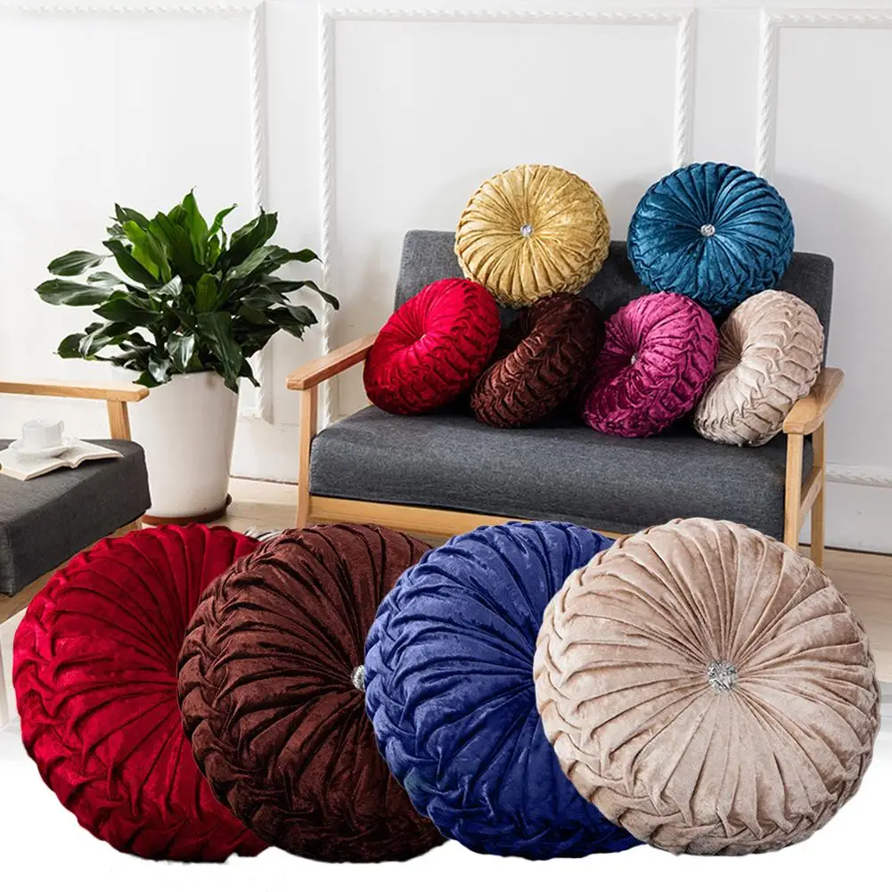 Ronde Vorm Sierkussen Kussen Seat Slaapbank Pad Kern Fluwelen Stof Auto Rugkussen Thuis Slaapkamer Decoratie 4 Kleuren