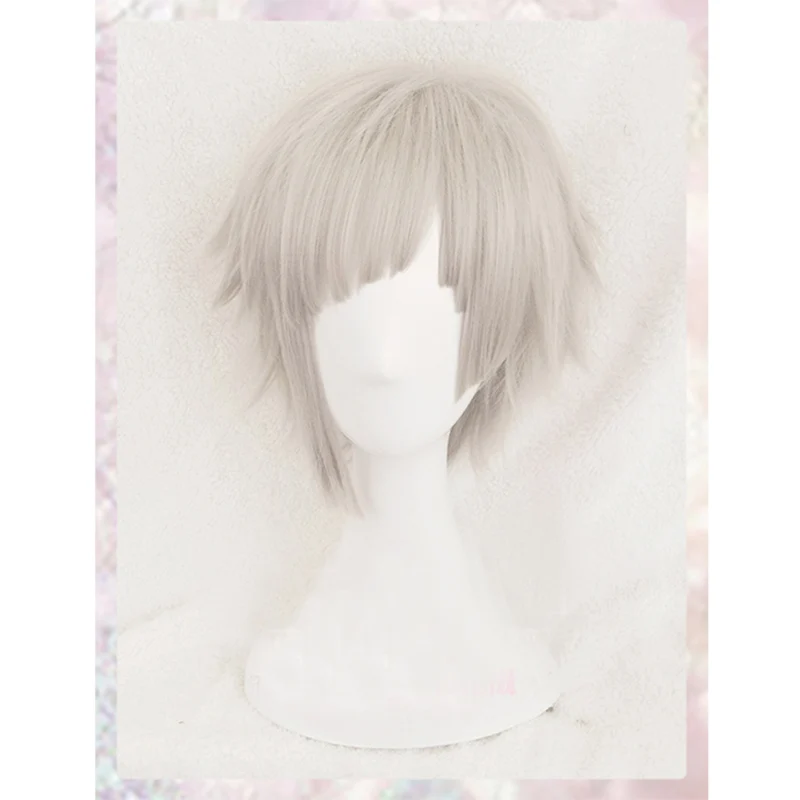 Bungou Stray Dogs Cosplay Atsushi Nakajima Wig Short Straight Light Gray Heat Resistant Hair Halloween Anime Role Play + Wig Cap anime maid outfit